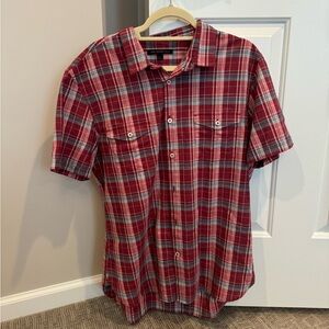 John Varvatos Plaid Short Sleeve Button Up